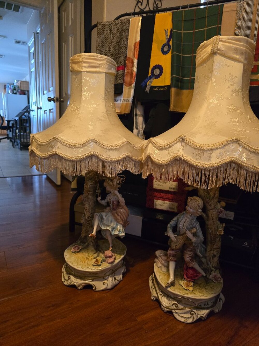 Capodimonte Porcelain Figural Table Lamps mid-20th Century
